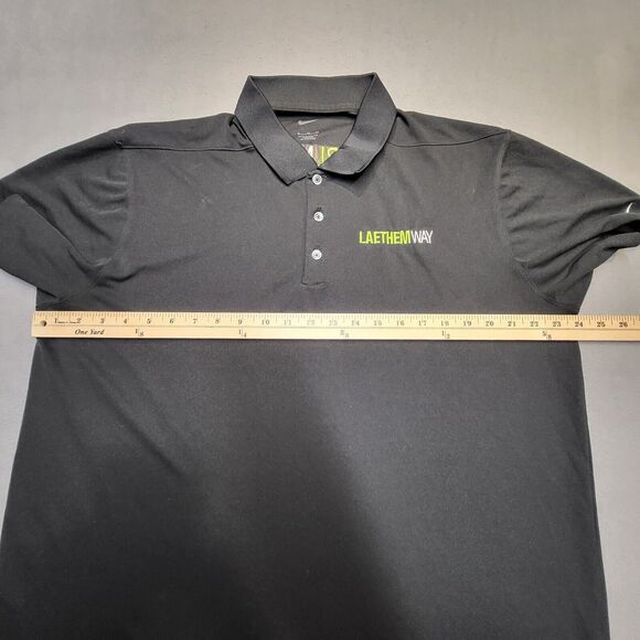 Nike Polo Shirt Mens XL Black Short Sleeve Embroidered Laethem Way - Picture 6 of 10